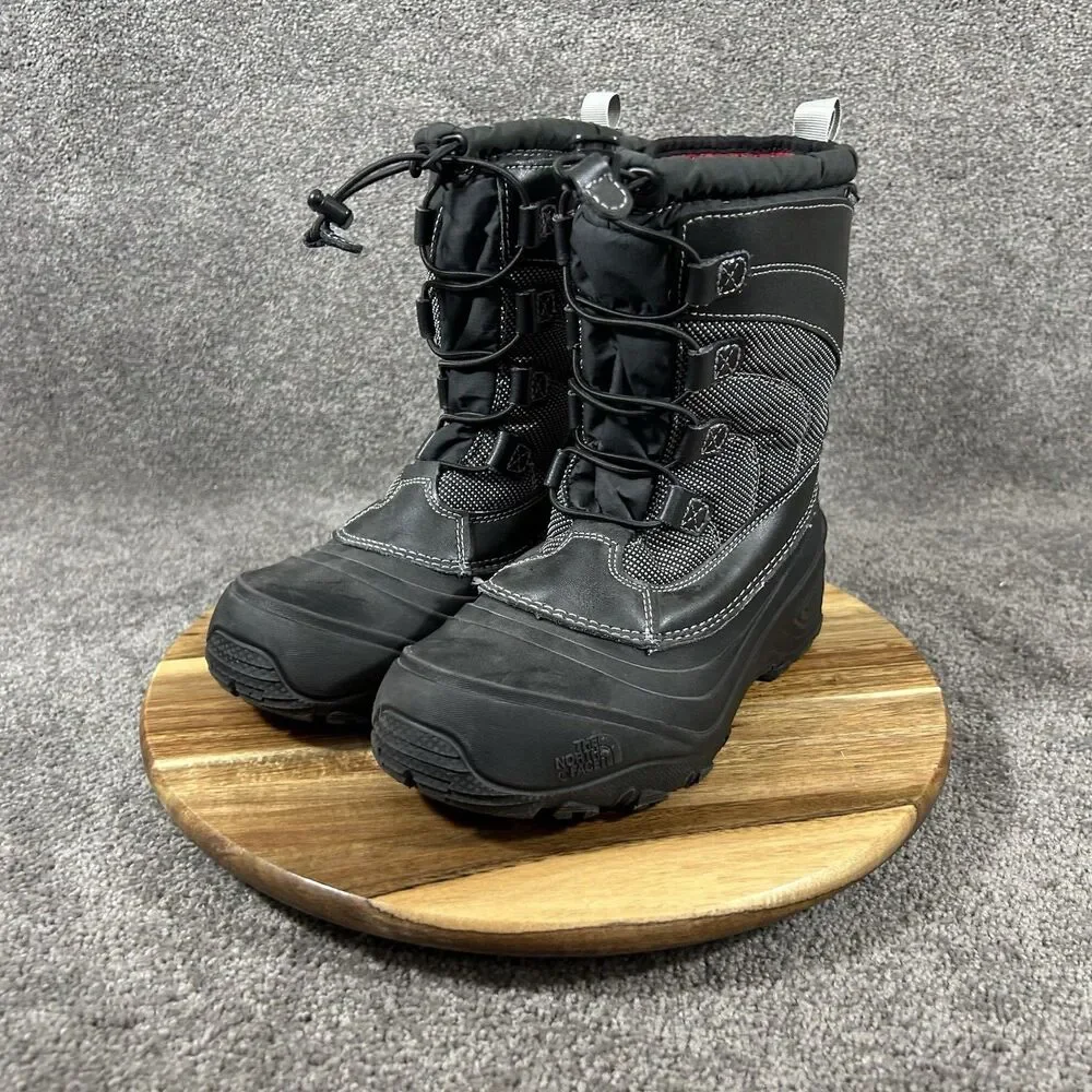 The North Face Alpenglow IV Kids Size 5 Black Waterproof Winter Snow Boots Used